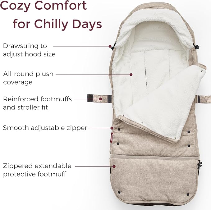 Momcozy Stroller Footmuff Universal | Easily Attaches to Most Strollers | Ultra-Plush,Weather-Proof Stroller Sleeping Bag | Deluxe Warm Stroller Bunting Bag | Extendable Cover Winter | Adjust-Buckle