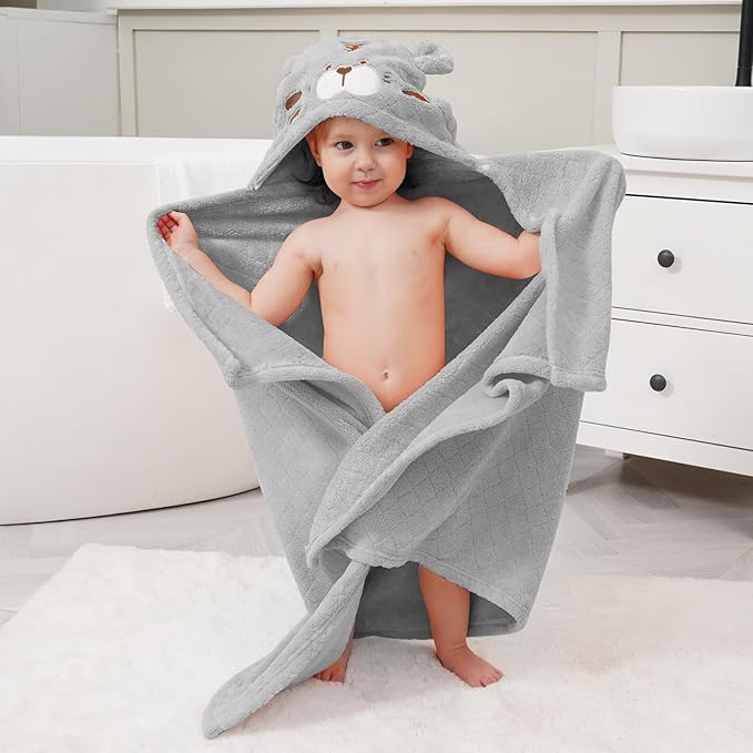 Toddler Bath Towel Hooded Kids Towel Bath Baby Towels with Hood for Boy Girl 0-5 Years, 2-Pack Soft Absorbent Baby Bath Towels Toddler Towels, Large Thick 50''x32'' Kids Hooded Towel for Toddlers