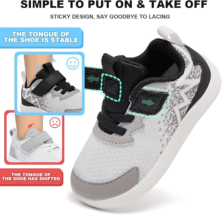 MORENDL Wide Toddler Shoes Baby Walking Shoes Boys & Girls Barefoot Sneakers Zero Drop Comfort Tennis Running Outdoor Activities