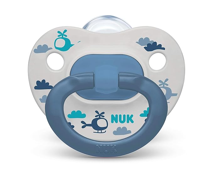 NUK Comfy Orthodontic Pacifiers, Blue Assorted, 18-36 Months, 2 Count, Soft & Durable Design for Baby Comfort