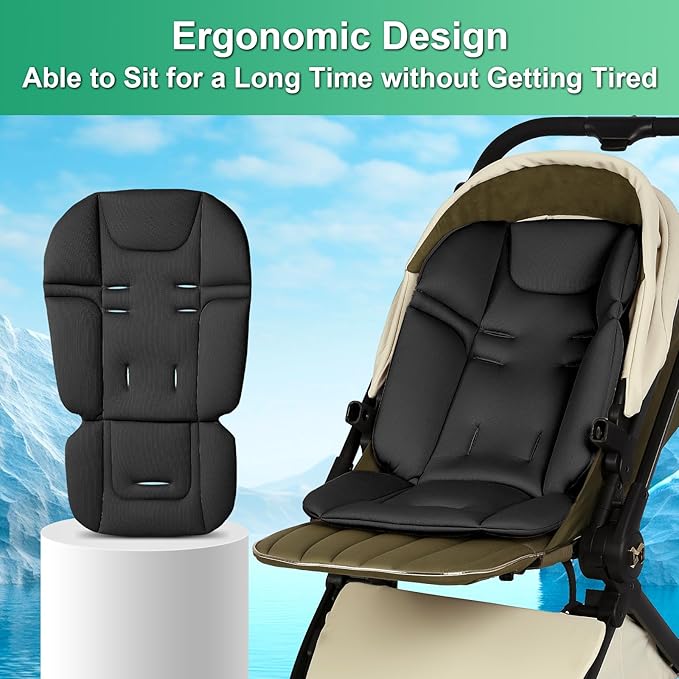 Baby Stroller Seat Liner for Most Models, Breathable Fabric Stroller Seat Liner Insert, Ensure Comfort and Support on The Go, Stroller Accessories for Toddler Aged 0-5 Years Old, Black