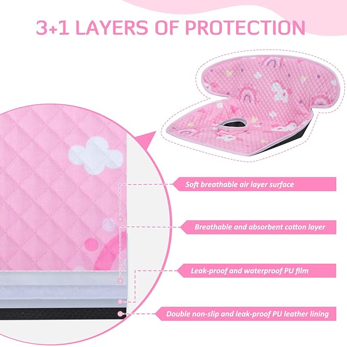 INFANZIA Dry Seat, Car Seat Protector Waterproof Carseat Liner Potty Training Toddlers, Baby and Infants, Piddle Pad for Carseats Strollers (Pink, 1 Pack)