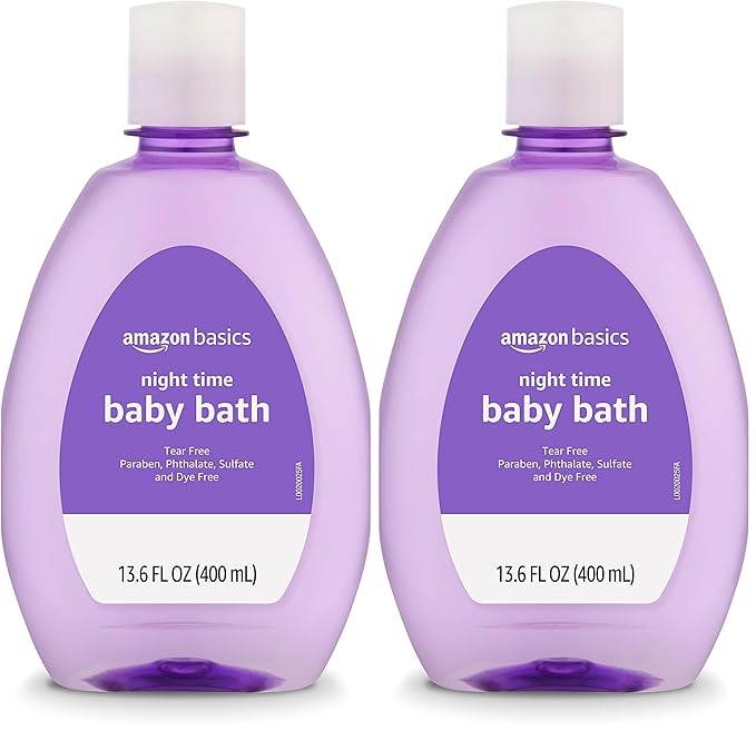 Amazon Basics Night-Time Baby Bath, Lightly Scented, 13.6 Fl Oz (Previously Solimo) (Pack of 2)