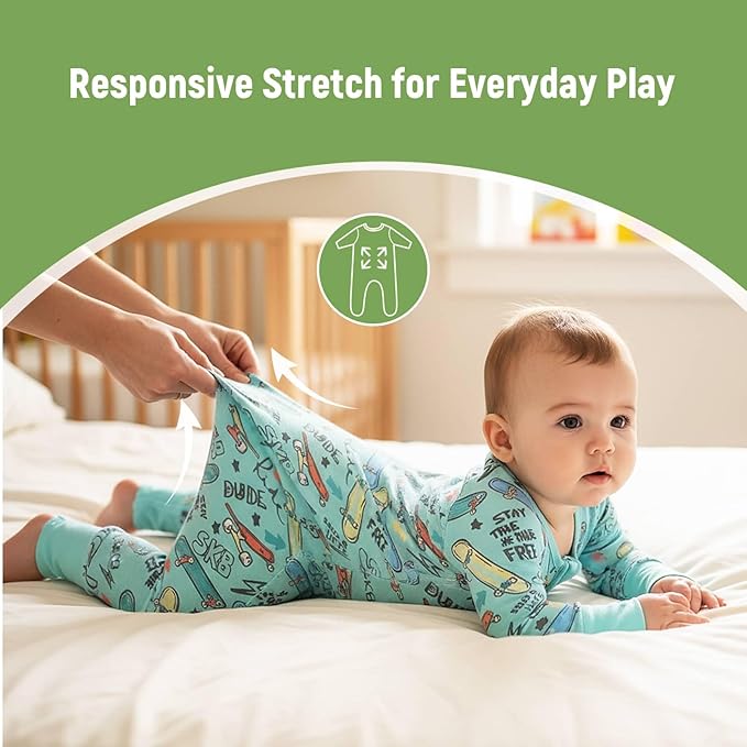 OPAWO Viscose from Bamboo Baby Pajamas Girl 2pack Mittens Cuff 2 Way Zipper Soft Footless Sleeper Baby Boy One-Piece Romper