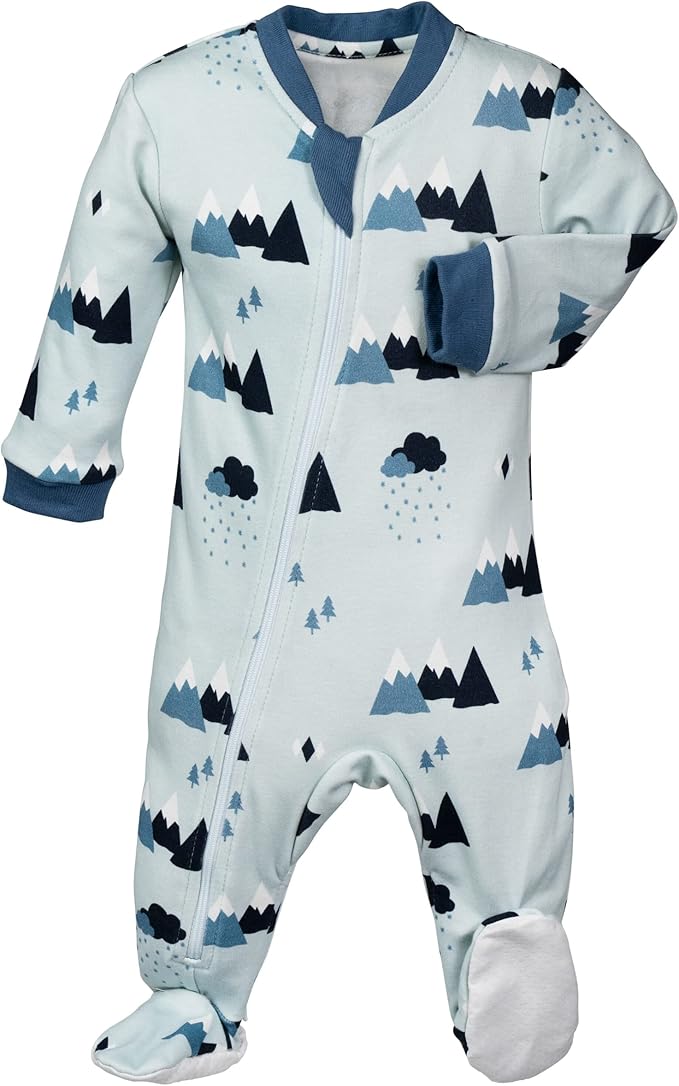zippyjamz – Zipper Organic Sleeper Footed Onesies Sleeper Baby Pajamas with Inseam Zipper