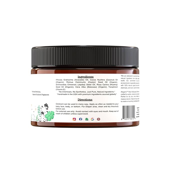 Multipurpose Baby Ointment– Gentle, All-Natural Moisturizer for Sensitive Skin, Diaper Rash, Dry Patches- Made with Organic Ingredients – Hypoallergenic, Fragrance-Free