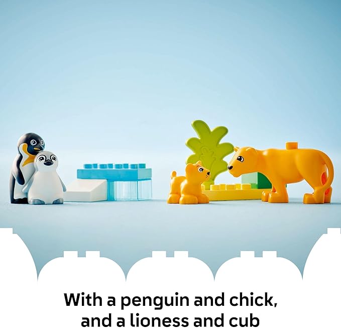 LEGO DUPLO Town Wild Animal Families Penguins & Lions Building Toy Playset - Preschool Learning & Educational Animal Toy for Toddlers, Boys and Girls, Ages 2+ - Baby Gift Ideas - 10442