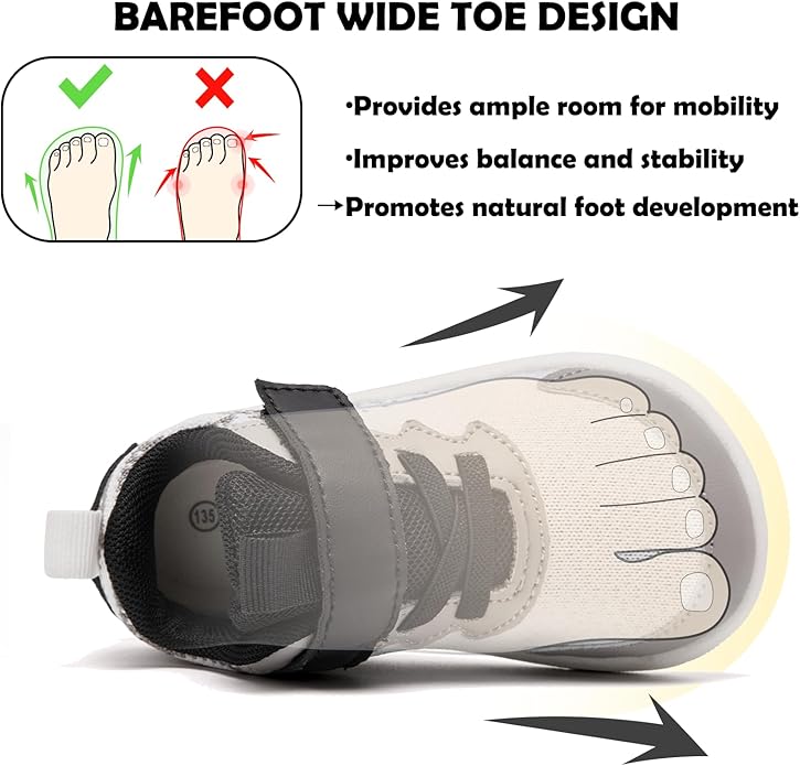 MORENDL Wide Toddler Shoes Baby Walking Shoes Boys & Girls Barefoot Sneakers Zero Drop Comfort Tennis Running Outdoor Activities
