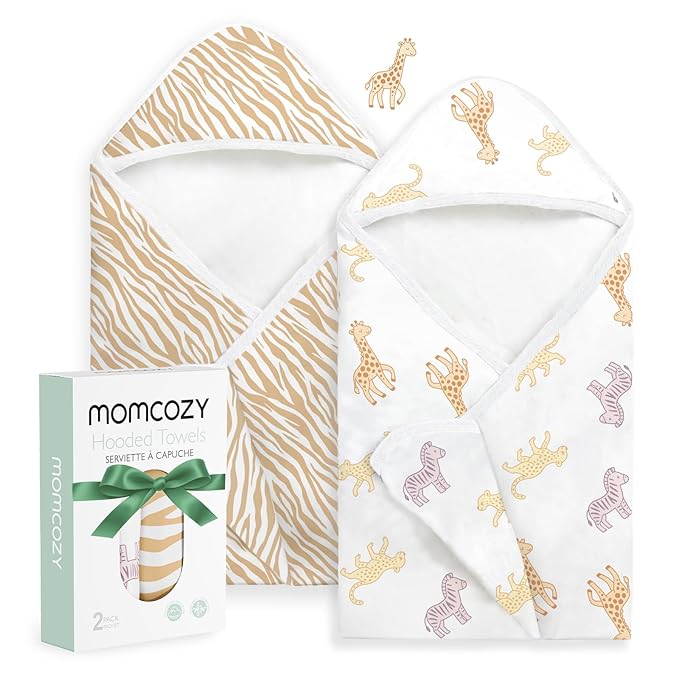 Momcozy Baby Towel with Hooded - Ultra Soft & Absorbent Large Bath Towel Set for Comfort & Gentle on Baby's Skin - Shower Gift & Bath Essential & Baby Registry Search for Newborn,Infant,Toddler,Kids
