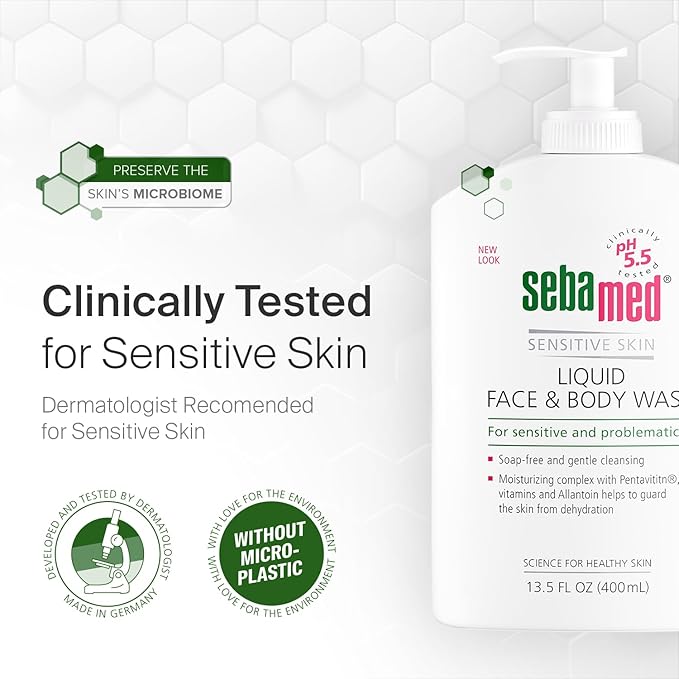 SEBAMED Liquid Face & Body Wash with Pump, 400ml, 2 Pack