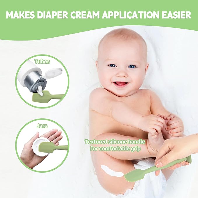 Baby Diaper Cream Spatula with Case,2 Large Diaper Spatula with 2 Travel Case 1 Gift Box,Soft Butt Paste Spatula Baby Butt Spatula,Diaper Cream Applicator Diaper Rash Spatula Brush