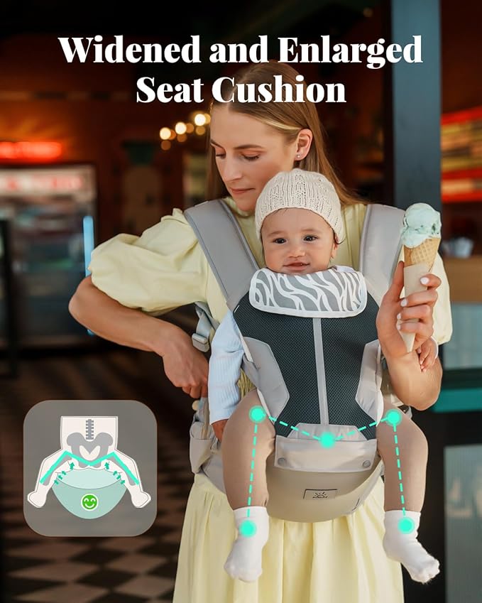 Baby Carrier, MOMTORY Safety-Certified 6-in-1 Baby Carrier with Hip Seat, Plus Size Friendly, Detachable Baby Holder Carrier Newborn to Toddler, Soft Ergonomic Toddler Support Carrier for 7-50lbs