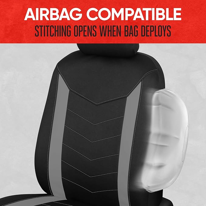 Motor Trend SpillGuard Seat Covers for Cars Trucks SUV – Gray Seat Covers with Waterproof Neoprene Lining, Automotive Car Seat Covers for Front Seats Only, Forros Para Asientos de Carro