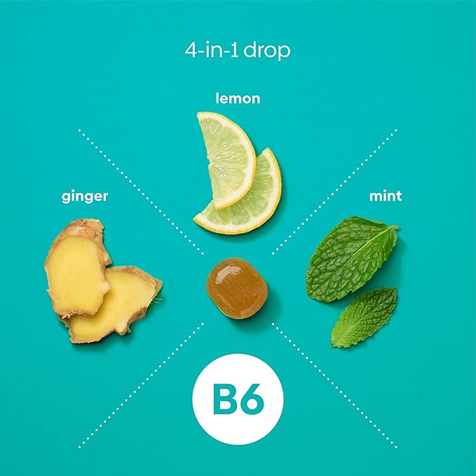 UpSpring Stomach Settle Drops for Occasional Nausea Relief, Upset Stomach and Motion Sickness with Ginger, Lemon, Spearmint and B6, Mint Flavor Drops, 56ct (Pack of 2)