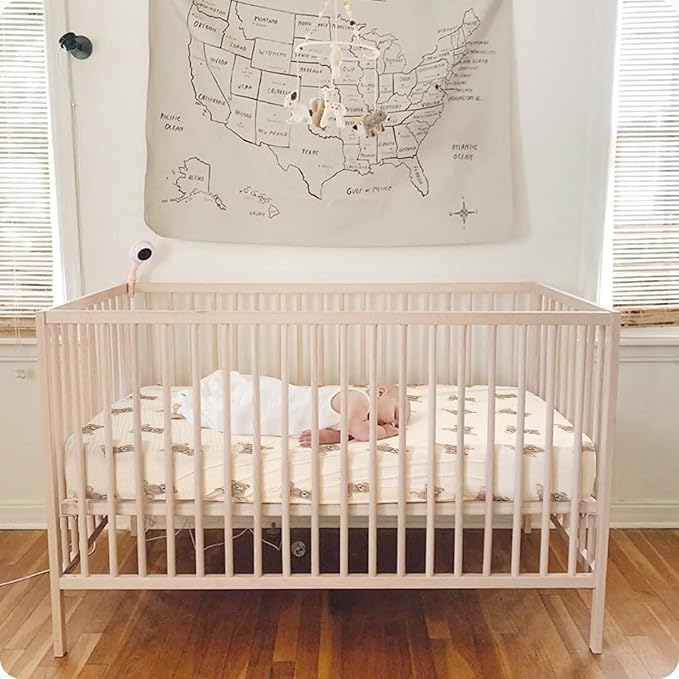 100% Organic Cotton 2 Pack 52x28 Inches Muslin Crib Sheets Fitted Crib Mattress Sheet for Baby Girls & Boys, Soft Boho Neutral Toddler Bed Sheets Fits Well Standard Size Crib Mattress 28x52 Inches
