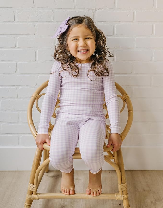 moimoln Baby Toddler Pajama Set Snug-Fit Cotton Modal Sleepwear, Leopard, Check & Solid Mix (6M-8Y, 1/2 Pack)