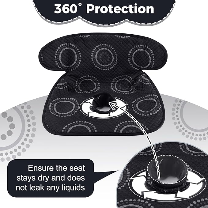 Piddle Pad, Car Seat Potty Training Protector, Waterproof Car Seat Cover with Anti-Slip Backing, Machine Washable Liner for Baby Toddler Carseat, Stroller (Black, 2PC)