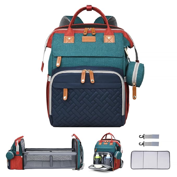 Baby Diaper Bags with Changing Station Multifunctional Waterproof Diaper Bag Backpack Travel Baby Bag with Changing Pad, Pacifier Case,Baby Essentials(Multicolor)