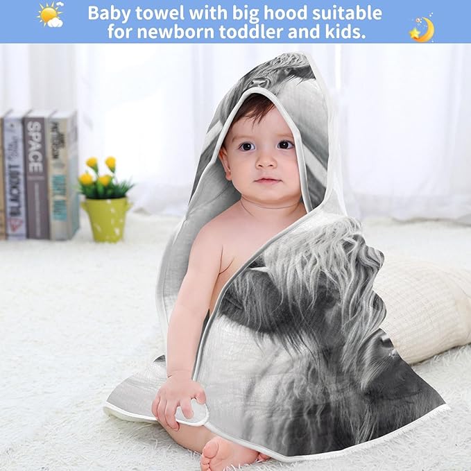 Highland Cow Baby Towel Ultra Soft Hooded Towels for Babies - Ultra Absorbent Cotton Bath Towels 30x30 Inch