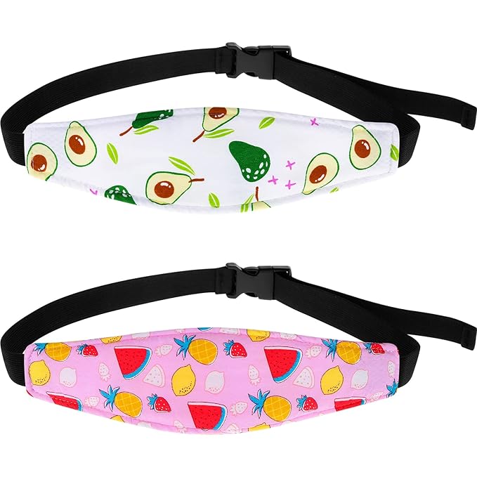 HESTYA 2 Pcs Carseat Head Support Toddler Stroller Seat Headrest for Sleeping Traveling Neck Relief Headband Strap for Kids Children Toddler Infant(Fruit)