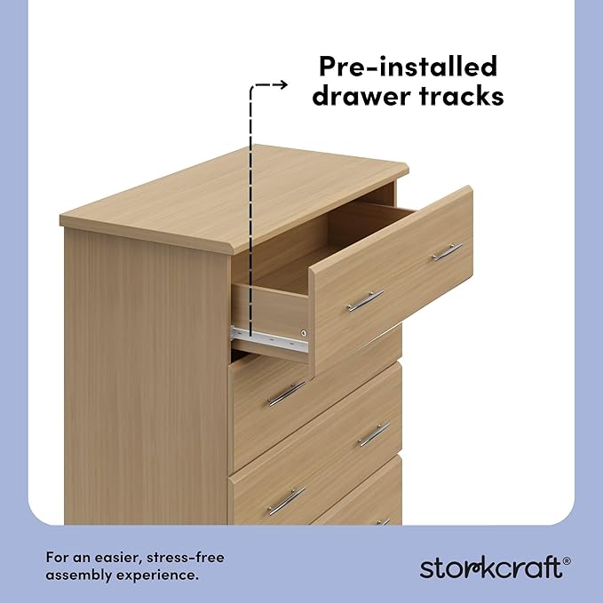 Storkcraft Brookside 4 Drawer Dresser (Driftwood) – GREENGUARD Gold Certified, Nursery Dresser for Kids Bedroom, Chest of Drawers