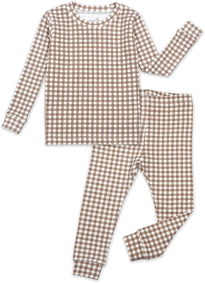 moimoln Baby Toddler Pajama Set Snug-Fit Cotton Modal Sleepwear, Leopard, Check & Solid Mix (6M-8Y, 1/2 Pack)