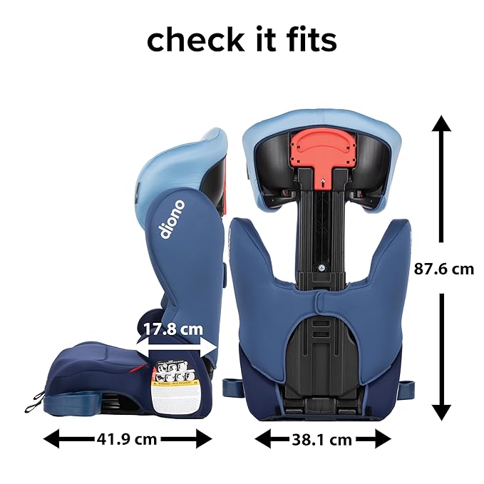 Diono Cambria 2XT XL, Dual Latch Connectors, 2-in-1 Belt Positioning Booster Seat, High-Back to Backless Booster with Space and Room to Grow, 8 Years 1 Booster Seat, Blue Surge