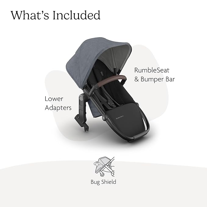 UPPAbaby RumbleSeat V3 Second Lower Seat - Compatible with Vista V2 and Vista V3 - All-Weather Seat + Magnetic Buckle – Adapters Included -Julian (Dusty Blue Mélange)