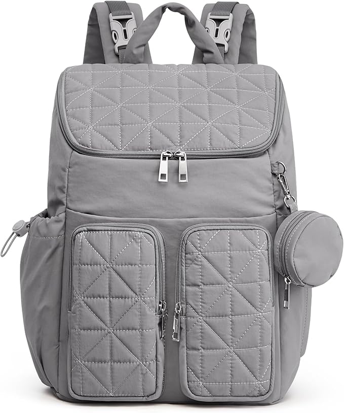 G4Free Diaper Bag Backpack for Moms Dads Travel Baby Bag with Pacifier Case & Insulated Pockets,Grey