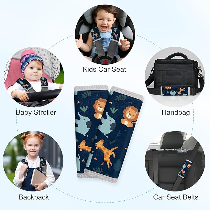 Seat Belt Cover Pad for Baby, Soft Seatbelt Cushion Covers for Kids 2Pcs Car Seat Strap Shoulder Pads for All Car Seats, Stroller, High Chair