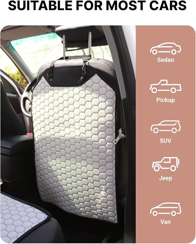 Owleys Kick Mat Back Seat Protector - Car Back Seat Cover for Kids Feet - Waterproof & Sturdy Protector for Upholstery from Dirt, Mud, Scratches and Stain (White)