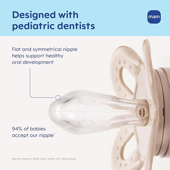 MAM Original Start Matte Baby Pacifiers, Binky for 0-3 Months, BPA-Free Silicone Nipple, Easy to Clean, Best for Newborn Babies, Developed with Medical Experts, 2 Count Binkies with Sterilizer Case