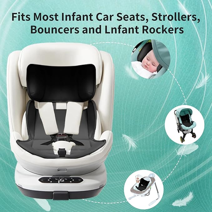 Baby Car Seat Insert, Baby Car Seat Insert and Head Support Pillow Compatible with Doona Car Seat Strollers, Stroller Cushion, Impact Protection (Black)