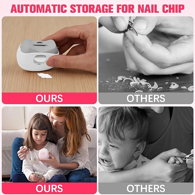 Electric Nail Clippers,2026 New Automatic Nail Trimmer with LED Light and 2 Speeds, Safety Fingernail Trimmer with Nail Scraps Storage for Baby Adult Seniors (Pink)