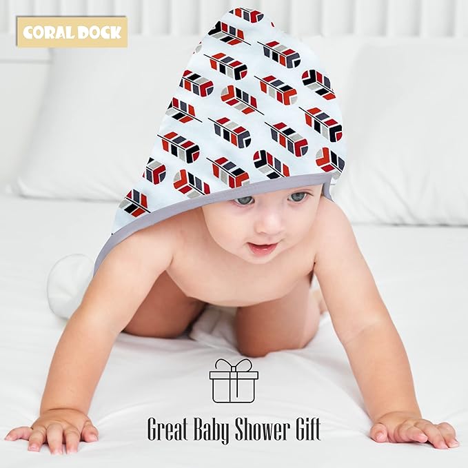 CORAL DOCK 3 Pack Baby Hooded Bath Towel Sets, Ultra Absorbent Baby Essentials Item for Newborn Boy Girl, Baby Bath Shower Towel Gifts for Infant and Toddler - Neutral Feather Jungle