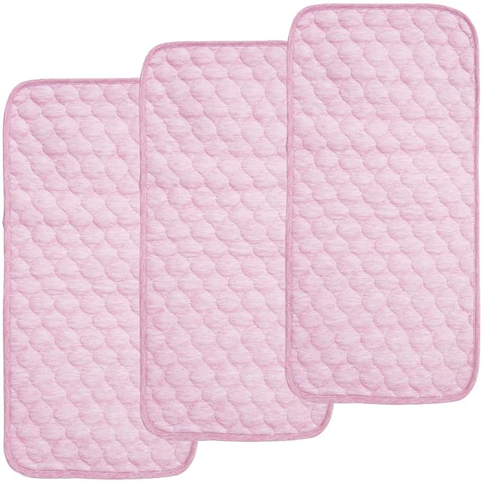 BlueSnail Quilted Thicker Waterproof Changing Pad Liners,3 Count(Pink 13” x 27”)
