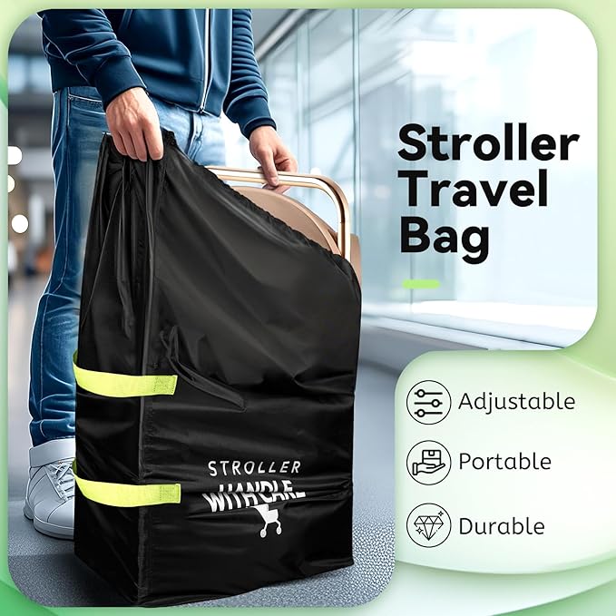 Stroller Bag for Airplane: Airplane Travel Essentials, 46" H x 21" W x 13" D Stroller Cover for Air Travel, Fit Single/Double/Jogging/Umbrella/Baby Stroller Travel System like Chicco, Evenflo...