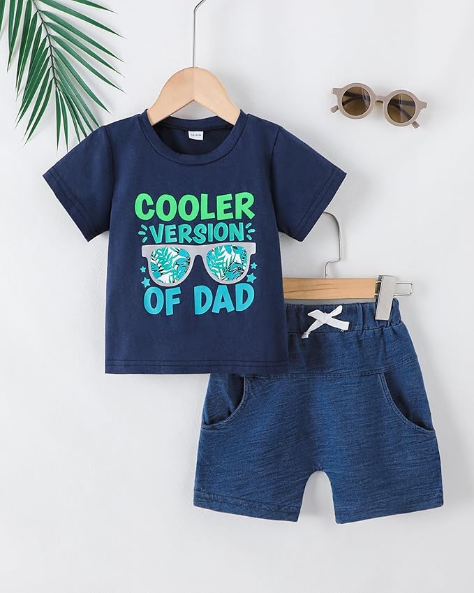 Jecson Baby Boy Summer Clothes Toddler Boy Outfits Letter Print Short Sleeve T-Shirt Denim Shorts Clothing Set 6M-4T