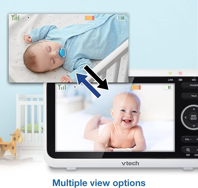 VTech [Upgraded] VM350-2 Baby Monitor, 5" Screen,2 Cameras,1000ft Range, Night Vision, 2-Way Audio, Lullabies, Secure Transmission No WiFi