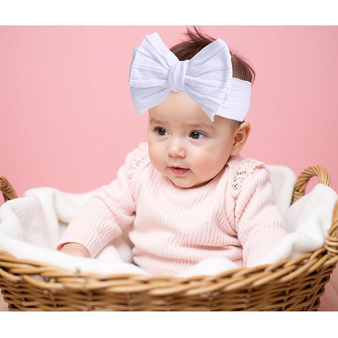 Baby Girl Bows Newborn Headband Stretchy Double Bows Soft Infant Toddlers