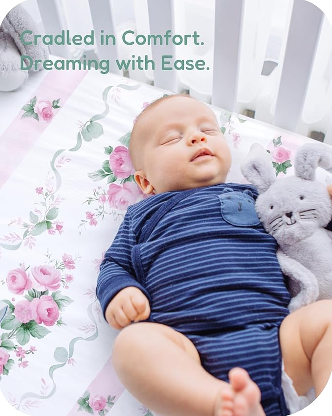 Crib Sheets 2 Pack, Fitted Crib Sheet for Standard Crib Mattress 28x52x9, Ultra Soft Jersey Knit, Breathable Stretchy Deep Pocket, Snug Fit Stays Put, Baby Crib Mattress Sheet