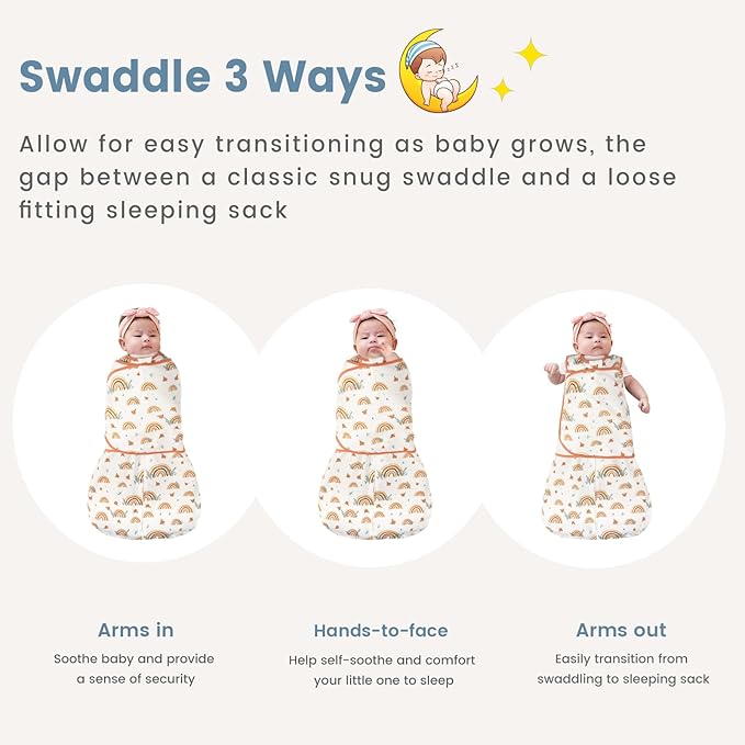 ZIGJOY Baby Swaddle Sleep Sack, 1.0 TOG Sleep Sack Swaddles for Newborns & infant 6-12 Months 100% Cotton Baby Wearable Blanket for Newborn Registry Essentials