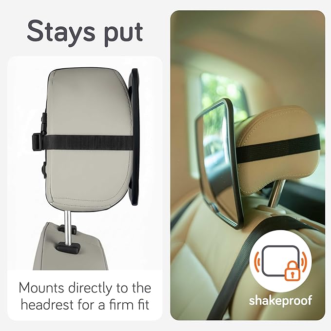 Baby Uma Baby Car Mirror – Shatterproof Backseat Accessory for Rear Facing Infant, Clear Wide View Design for Safe Travel Monitoring