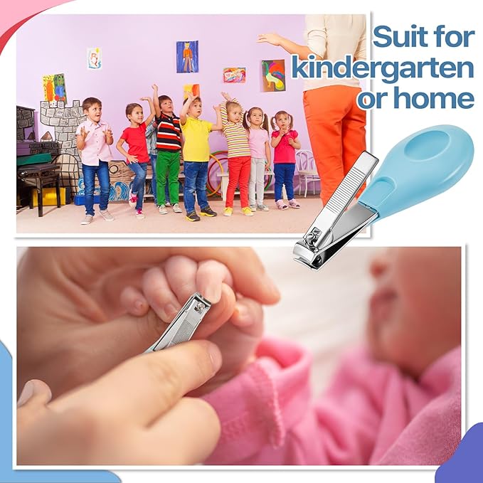 20 Pcs Baby Nail Clippers Bulk Blue Fold Up Stainless Steel Finger Trimmer Cutter for Newborn Infant, Home Travel Nursery(Blue)