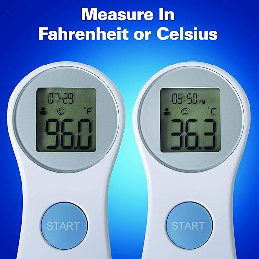Digital Forehead Thermometer - Infrared - White (Body Temperature Reader, Lightweight, Compact)