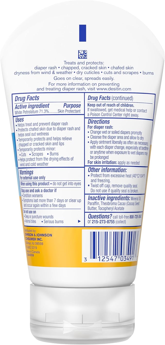 Desitin Skin Protectant And Diaper Rash Ointment Multi-Purpose With Vitamins A & D, Travel Size, 3.5. Oz Tube
