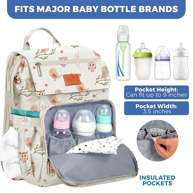 PILLANI Baby Diaper Bag Backpack - Large Bag for Boys & Girls, Waterproof Diaper Backpack - Travel Diaper Bags w/Changing Pad, Baby Registry Search & Shower Gifts - Essentials Must Haves Newborn Stuff