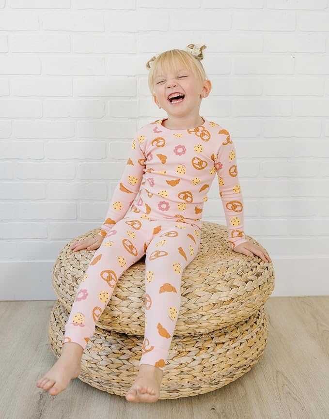moimoln Sibling Matching 6M-8Y Soft Warm Cotton Modal Character Long Sleeve Snug-Fit Pajama Long Sleeve Sleepwear Daily