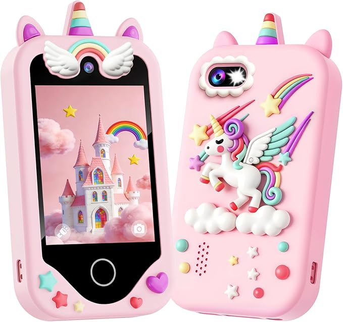 Kids Smart Phone for Girls Gifts, Toddler Christmas Birthday Gift for Age 3, 4, 5, 6, 7, 8 Year Old, Kids Phone Toy with Touchscreen, Dual Camera, Game, Kid Mp3 Player, Learning Play Toy
