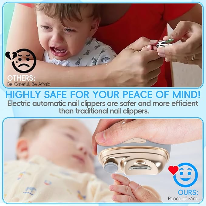 2026 Electric Nail Clipper with LED Light & 2 Speeds, New 2 in 1 Electric Nail Trimmer with Nail Clip Storage, 3 in 1 Design, USB Rechargeable Automatic Nail Clipper for Babies, Seniors and Adults